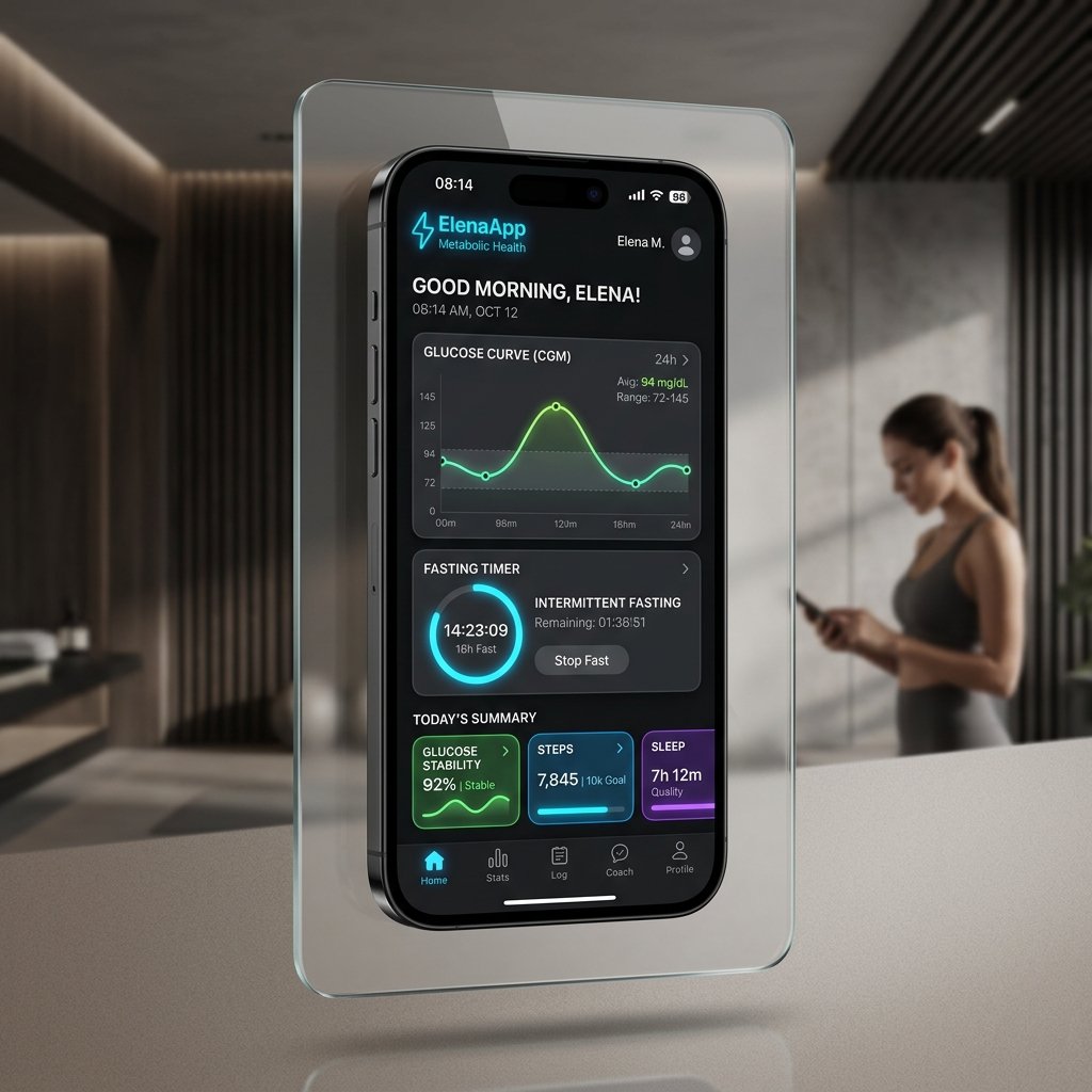 ElenaApp Metabolic Dashboard Mockup